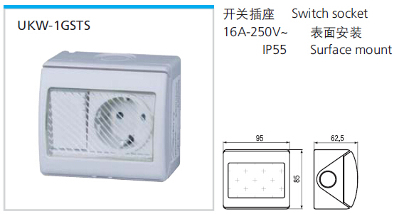 Surface Mounted Schuko Weatherproof Switch Socket 16a 250v