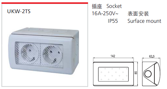 Surface Mounted Schuko Weatherproof Switch Socket 16a 250v