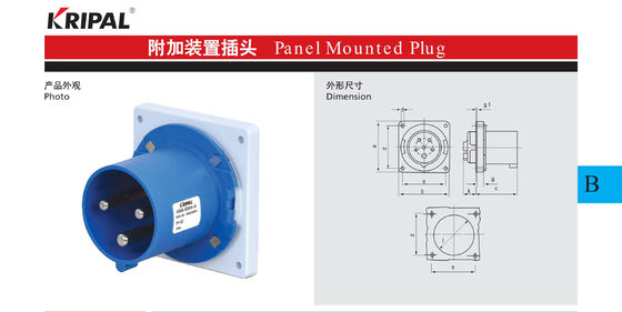 IP44 230V 63A Bảng điều khiển công nghiệp ba pha Gắn phích cắm Tiêu chuẩn IEC
