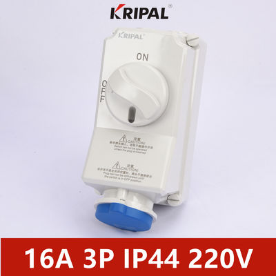 Ổ cắm công tắc khóa liên động cơ khí công nghiệp IP44 3P 16A 220V 6H