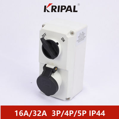 Ổ cắm chuyển mạch nguồn công nghiệp IP44 32A ba pha với khóa liên động cơ học