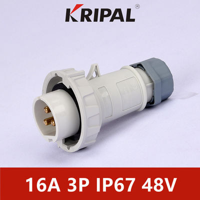 Một pha IP67 24V 16A Nam cắm điện áp thấp công nghiệp Màu trắng