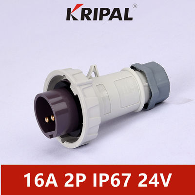 Một pha IP67 24V 16A Nam cắm điện áp thấp công nghiệp Màu trắng