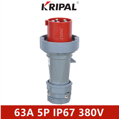 Phích cắm công nghiệp ba pha 63A 380V IP67 Tiêu chuẩn IEC chống thấm nước