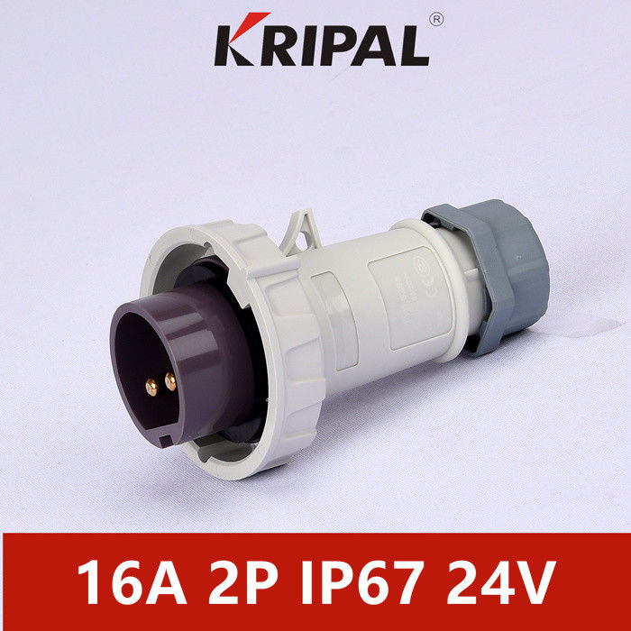 Một pha IP67 24V 16A Nam cắm điện áp thấp công nghiệp Màu trắng